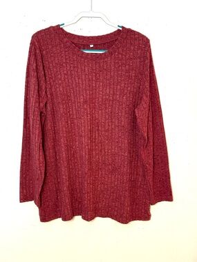 Women’s Ribbed Knit Crewneck  Sweater- Dusty Red. Size XL. NWOT.